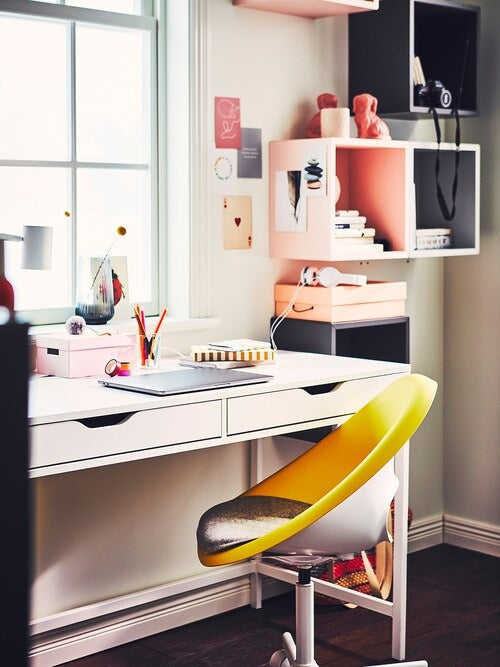 IKEA ELDBERGET / MALSKAR Swivel chair, yellow/white | IKEA Desk chairs for home | IKEA Desk chairs | Eachdaykart