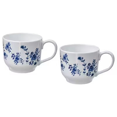 IKEA ENTUSIASM Jumbo cup, patterned/white blue, pack of 2 | IKEA Mugs & cups | IKEA Coffee & tea | Eachdaykart