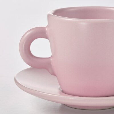 IKEA FARGKLAR Cup with saucer, matt/light pink, pack of 4 | IKEA Mugs & cups | IKEA Coffee & tea | Eachdaykart