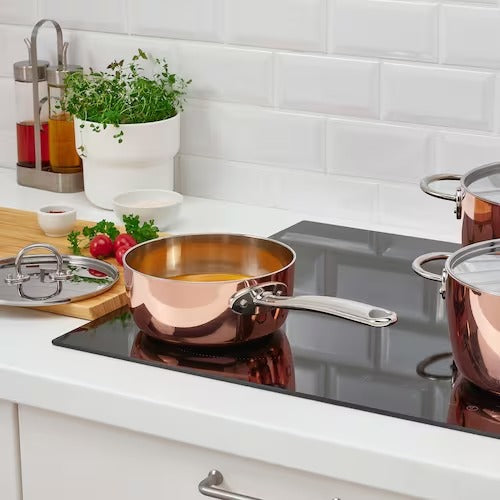 IKEA FINMAT Saucepan with lid, copper/stainless steel | IKEA Pots & sauce pans | Eachdaykart