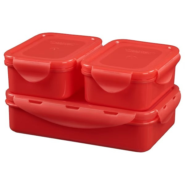 IKEA FULLASTAD Lunch box, set of 3, red | Food containers | Storage & organisation | Eachdaykart