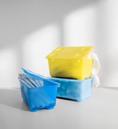 IKEA GLIS Box with lid, yellow/blue, pack of 3 | IKEA Children's boxes & baskets | IKEA Storage boxes & baskets | IKEA Small storage & organisers | Eachdaykart