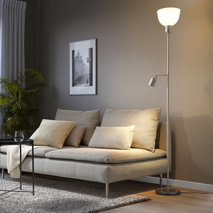 IKEA HEKTOGRAM Floor uplighter/reading lamp, silver-colour/white | IKEA Floor Lamps | Eachdaykart