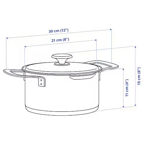 IKEA HEMKOMST Pot with lid, stainless steel/glass | IKEA Pots & sauce pans | Eachdaykart