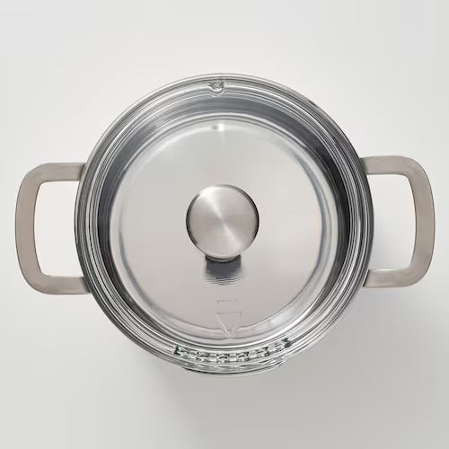 IKEA HEMKOMST Pot with lid, stainless steel/glass | IKEA Pots & sauce pans | Eachdaykart