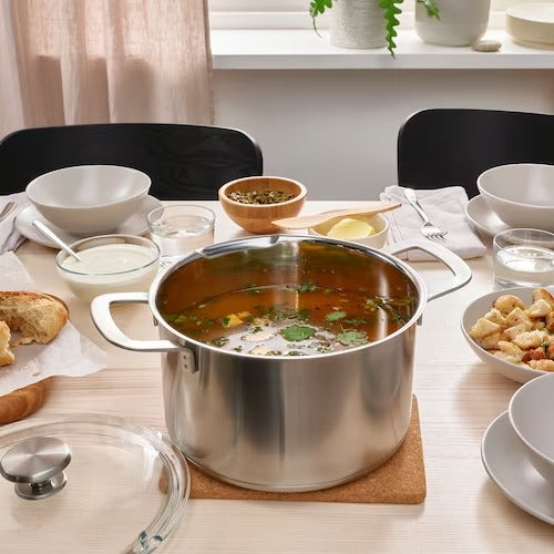 IKEA HEMKOMST Pot with lid, stainless steel/glass | IKEA Pots & sauce pans | Eachdaykart