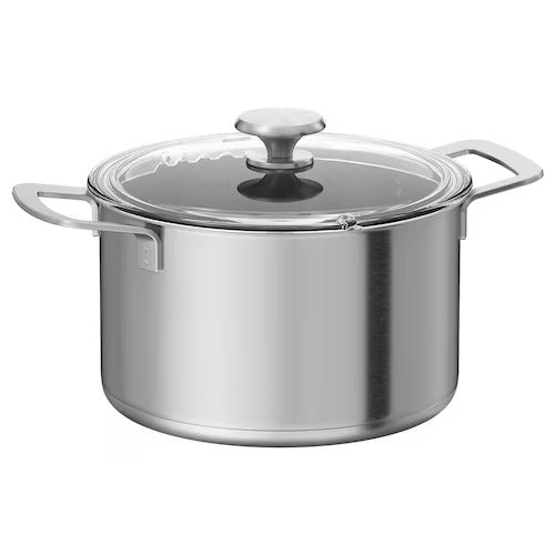 IKEA HEMKOMST Pot with lid, stainless steel/glass | IKEA Pots & sauce pans | Eachdaykart