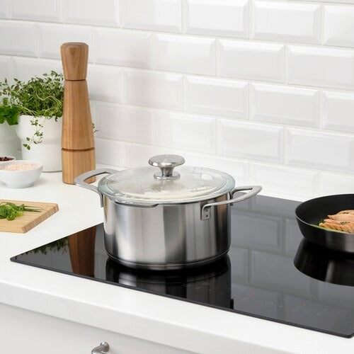 IKEA HEMKOMST Pot with lid, stainless steel/glass | IKEA Pots & sauce pans | Eachdaykart