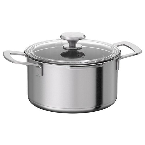 IKEA HEMKOMST Pot with lid, stainless steel/glass | IKEA Pots & sauce pans | Eachdaykart