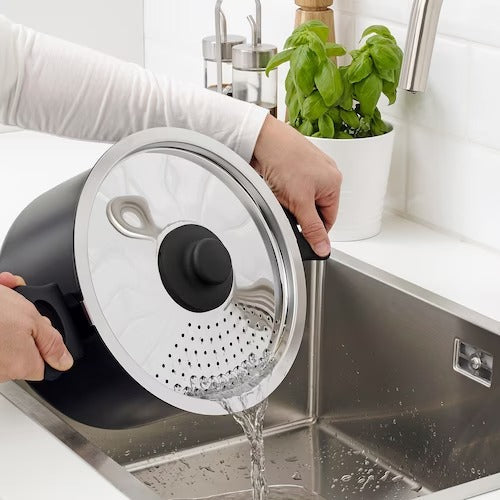 IKEA HEMLAGAD Topf mit Deckel, schwarz | IKEA Töpfe und Soßenpfannen | Everydaykart