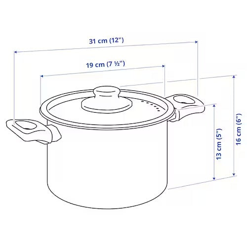 IKEA HEMLAGAD Pot with lid, black | IKEA Pots & sauce pans | Eachdaykart