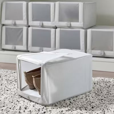 IKEA HEMMAFIXARE Shoe box, fabric striped/white/grey | IKEA Clothes boxes | IKEA Storage boxes & baskets | IKEA Small storage & organisers | Eachdaykart