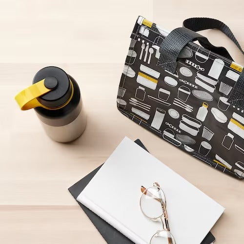 IKEA HETLEVRAD Insulated flask, stainless steel/black | Water bottle & travel mugs | Storage & organisation | Eachdaykart