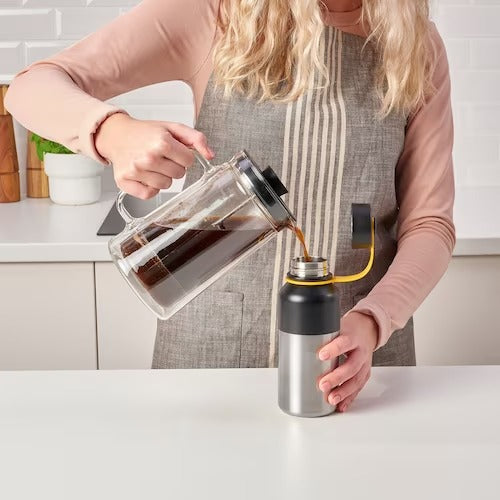 IKEA HETLEVRAD Insulated flask, stainless steel/black | Water bottle & travel mugs | Storage & organisation | Eachdaykart