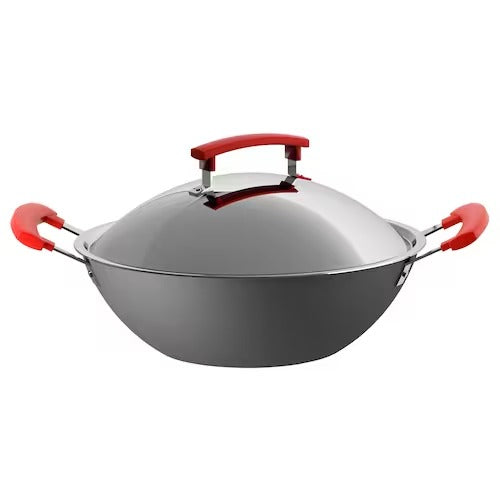 IKEA IDENTISK Wok with lid, dark grey/aluminium | IKEA Woks | IKEA Frying Pans & Woks | Eachdaykart