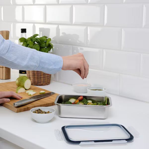 IKEA 365+ Lebensmittelbehälter mit Deckel, rechteckig Edelstahl/Kunststoff