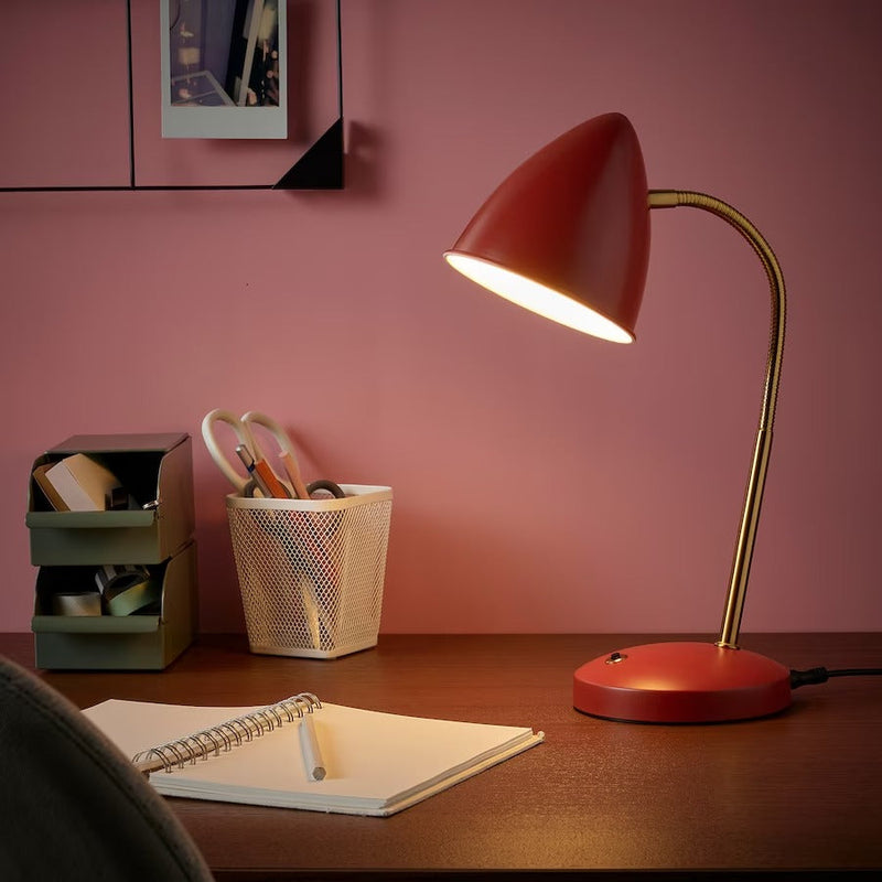 IKEA ISNALEN LED work lamp, RED/brass-colour | IKEA Children's lighting | Eachdaykart