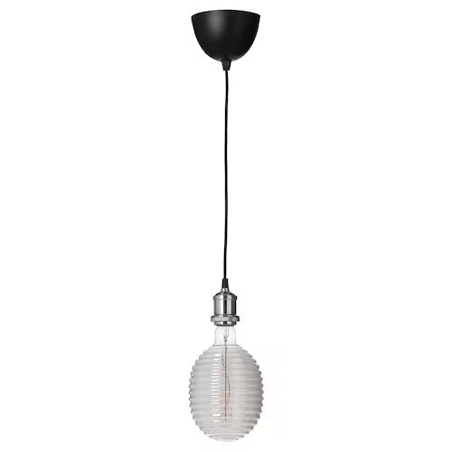 IKEA JÄLLBY / MOLNART Pendant lamp with light bulb, nickel-plated balloon-shaped with lined glass | IKEA ceiling lights | Eachdaykart