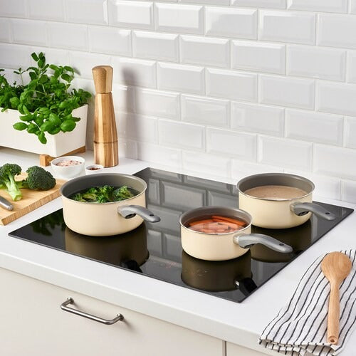 IKEA KAVALKAD Saucepan, set of 3, grey/light beige | IKEA Pots & sauce pans | Eachdaykart