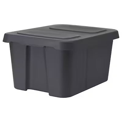 IKEA KLAMTARE Box with lid, in/outdoor, dark grey | IKEA Secondary storage boxes | IKEA Storage boxes & baskets | IKEA Small storage & organisers | Eachdaykart