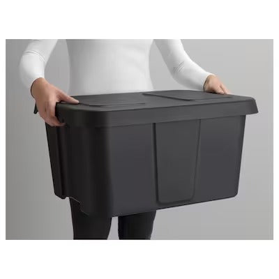 IKEA KLAMTARE Box with lid, in/outdoor, dark grey | IKEA Secondary storage boxes | IKEA Storage boxes & baskets | IKEA Small storage & organisers | Eachdaykart