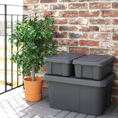 IKEA KLAMTARE Box with lid, in/outdoor, dark grey | IKEA Secondary storage boxes | IKEA Storage boxes & baskets | IKEA Small storage & organisers | Eachdaykart