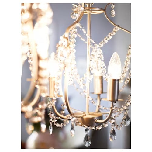 IKEA KRISTALLER Chandelier, 3-armed, silver-colour/glass | IKEA ceiling lights | Eachdaykart