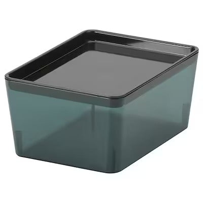 IKEA KUGGIS Box with lid, transparent black | IKEA Paper & media boxes | Eachdaykart
