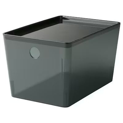 IKEA KUGGIS Box with lid, transparent black | IKEA Paper & media boxes | IKEA Storage boxes & baskets | IKEA Small storage & organisers | Eachdaykart