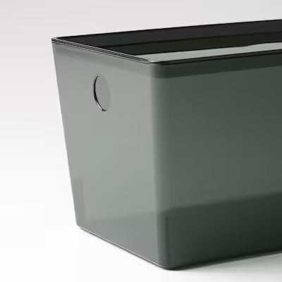 IKEA KUGGIS Box with lid, transparent black | IKEA Paper & media boxes | IKEA Storage boxes & baskets | IKEA Small storage & organisers | Eachdaykart
