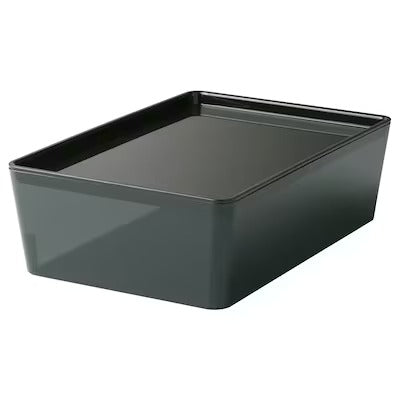 IKEA KUGGIS Box with lid, transparent black | IKEA Paper & media boxes | IKEA Storage boxes & baskets | IKEA Small storage & organisers | Eachdaykart
