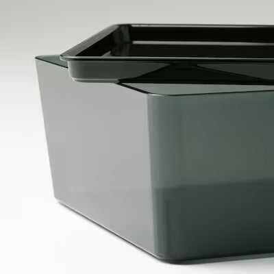 IKEA KUGGIS Box with lid, transparent black | IKEA Paper & media boxes | IKEA Storage boxes & baskets | IKEA Small storage & organisers | Eachdaykart