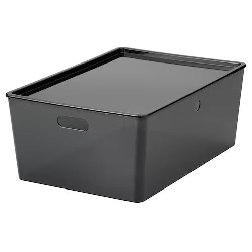 IKEA KUGGIS Box with lid, transparent black | IKEA Paper & media boxes | IKEA Storage boxes & baskets | IKEA Small storage & organisers | Eachdaykart