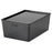 IKEA KUGGIS Box with lid, transparent black | IKEA Paper & media boxes | IKEA Storage boxes & baskets | IKEA Small storage & organisers | Eachdaykart