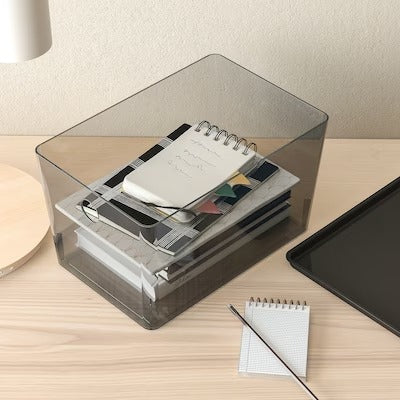 IKEA KUGGIS Box with lid, transparent black | IKEA Paper & media boxes | IKEA Storage boxes & baskets | IKEA Small storage & organisers | Eachdaykart