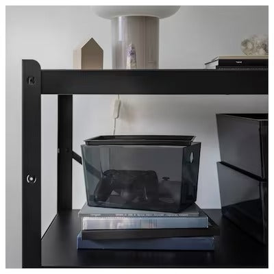 IKEA KUGGIS Box with lid, transparent black | IKEA Paper & media boxes | IKEA Storage boxes & baskets | IKEA Small storage & organisers | Eachdaykart