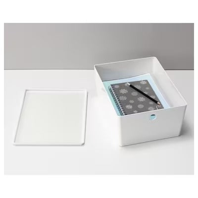 IKEA KUGGIS Box with lid, white | IKEA Paper & media boxes | IKEA Storage boxes & baskets | IKEA Small storage & organisers | Eachdaykart