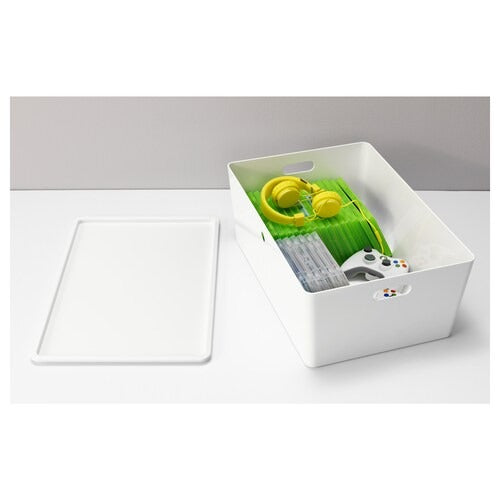 IKEA KUGGIS Box with lid, white | IKEA Paper & media boxes | IKEA Storage boxes & baskets | IKEA Small storage & organisers | Eachdaykart