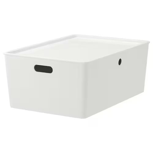 IKEA KUGGIS Box with lid, white | IKEA Paper & media boxes | IKEA Storage boxes & baskets | IKEA Small storage & organisers | Eachdaykart