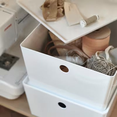 IKEA KUGGIS Box with lid, white | IKEA Paper & media boxes | IKEA Storage boxes & baskets | IKEA Small storage & organisers | Eachdaykart