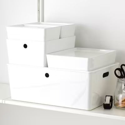 IKEA KUGGIS Box with lid, white | IKEA Paper & media boxes | IKEA Storage boxes & baskets | IKEA Small storage & organisers | Eachdaykart