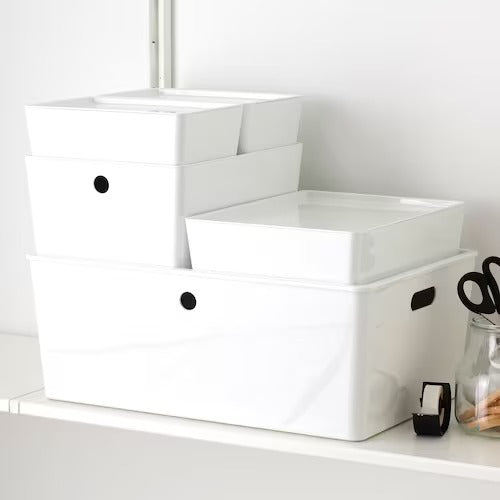 IKEA KUGGIS Box with lid, white | IKEA Paper & media boxes | IKEA Storage boxes & baskets | IKEA Small storage & organisers | Eachdaykart