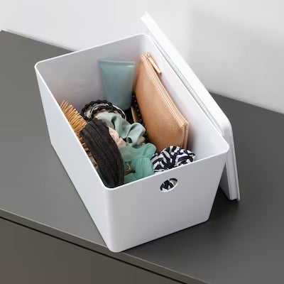 IKEA KUGGIS Box with lid, white | IKEA Paper & media boxes | IKEA Storage boxes & baskets | IKEA Small storage & organisers | Eachdaykart