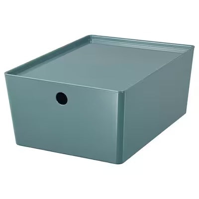 IKEA KUGGIS Storage box with lid, turquoise | IKEA Paper & media boxes | IKEA Storage boxes & baskets | IKEA Small storage & organisers | Eachdaykart