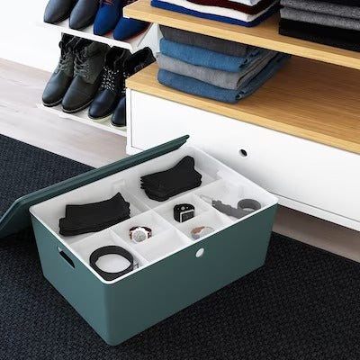 IKEA KUGGIS Storage box with lid, turquoise | IKEA Paper & media boxes | IKEA Storage boxes & baskets | IKEA Small storage & organisers | Eachdaykart