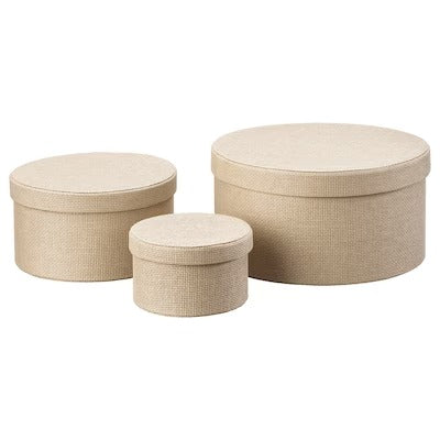 IKEA KVARNVIK Storage box, set of 3, beige | IKEA Paper & media boxes | IKEA Storage boxes & baskets | IKEA Small storage & organisers | Eachdaykart
