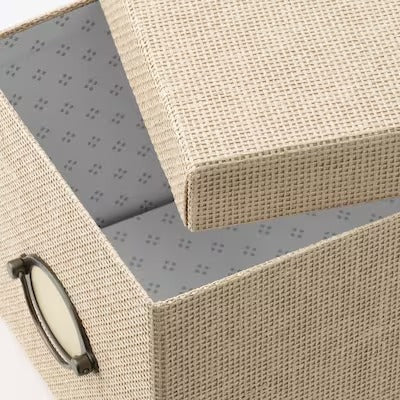 IKEA KVARNVIK Storage box with lid, beige | IKEA Paper & media boxes | IKEA Storage boxes & baskets | IKEA Small storage & organisers | Eachdaykart
