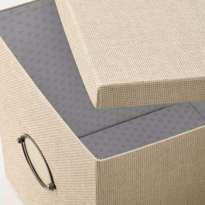 IKEA KVARNVIK Storage box with lid, beige | IKEA Paper & media boxes | IKEA Storage boxes & baskets | IKEA Small storage & organisers | Eachdaykart