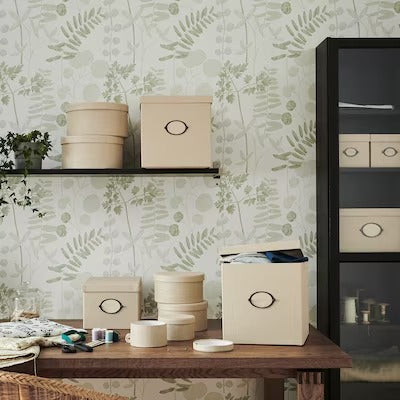 IKEA KVARNVIK Storage box with lid, beige | IKEA Paper & media boxes | IKEA Storage boxes & baskets | IKEA Small storage & organisers | Eachdaykart