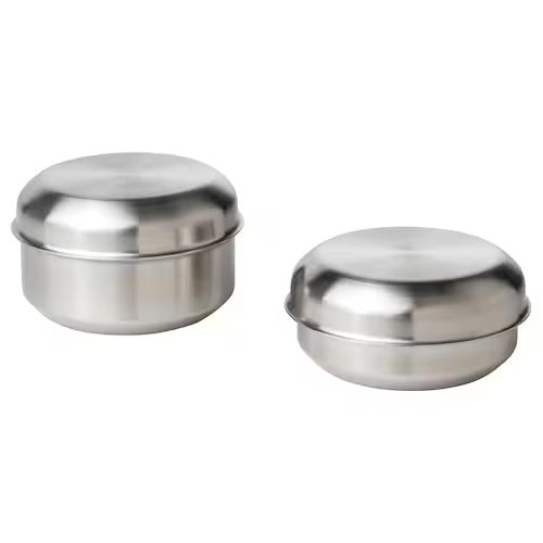 IKEA LATTUGGAD Snack container, set of 2, stainless steel | Food containers | Storage & organisation | Eachdaykart